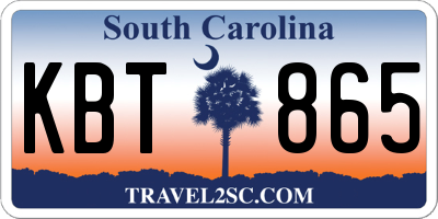 SC license plate KBT865