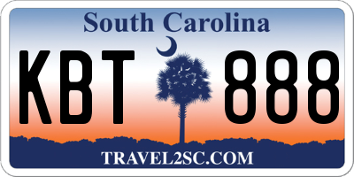 SC license plate KBT888