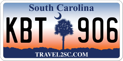 SC license plate KBT906