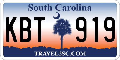 SC license plate KBT919