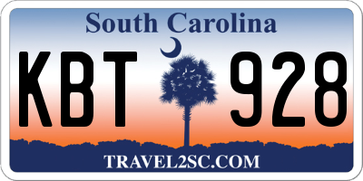 SC license plate KBT928