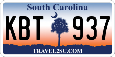 SC license plate KBT937
