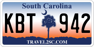 SC license plate KBT942