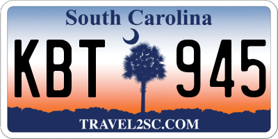 SC license plate KBT945