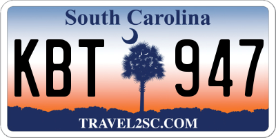 SC license plate KBT947
