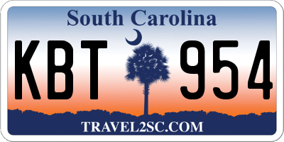 SC license plate KBT954