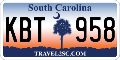 SC license plate KBT958