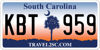 SC license plate KBT959