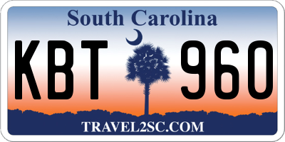 SC license plate KBT960