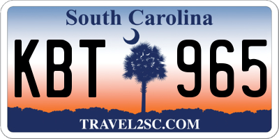 SC license plate KBT965