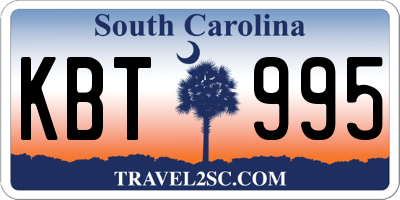 SC license plate KBT995