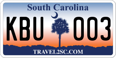 SC license plate KBU003