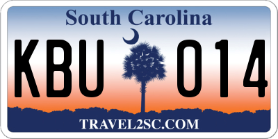SC license plate KBU014