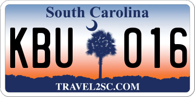 SC license plate KBU016
