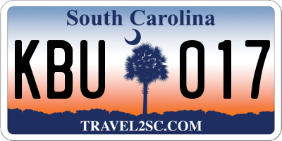 SC license plate KBU017