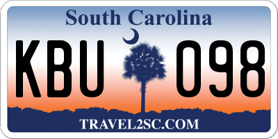 SC license plate KBU098