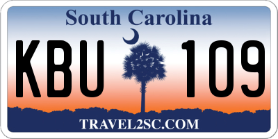 SC license plate KBU109