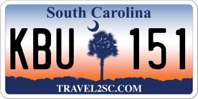 SC license plate KBU151