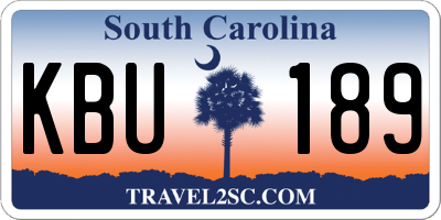 SC license plate KBU189
