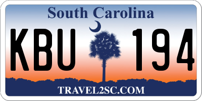 SC license plate KBU194