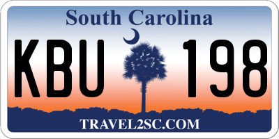 SC license plate KBU198