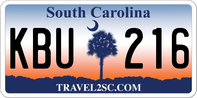 SC license plate KBU216