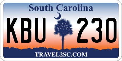 SC license plate KBU230