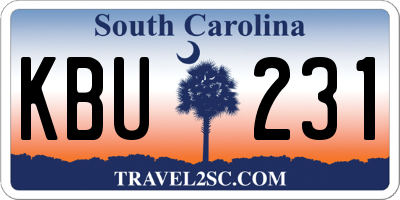 SC license plate KBU231