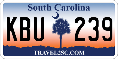 SC license plate KBU239