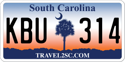 SC license plate KBU314