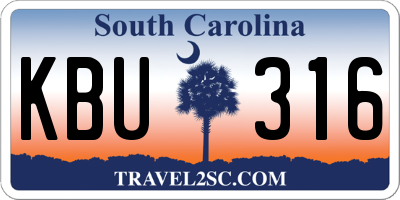 SC license plate KBU316