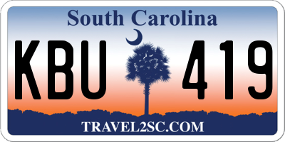 SC license plate KBU419