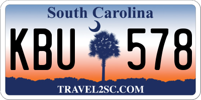 SC license plate KBU578