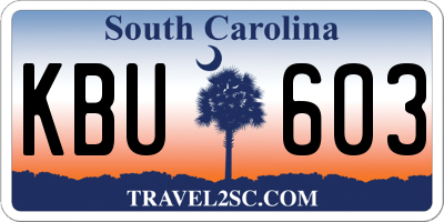 SC license plate KBU603