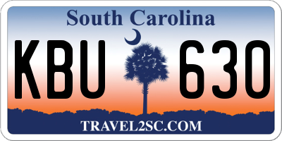 SC license plate KBU630