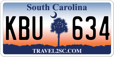 SC license plate KBU634
