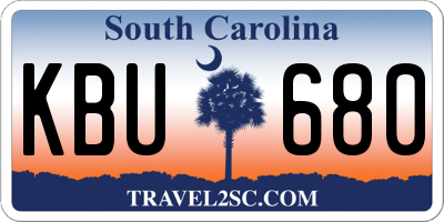 SC license plate KBU680
