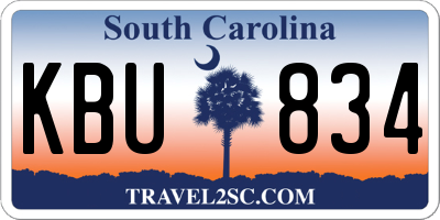 SC license plate KBU834
