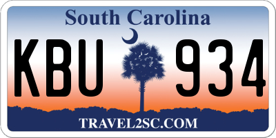 SC license plate KBU934