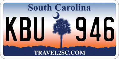 SC license plate KBU946