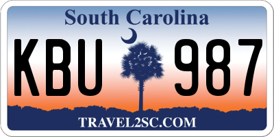 SC license plate KBU987