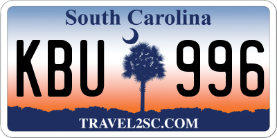 SC license plate KBU996