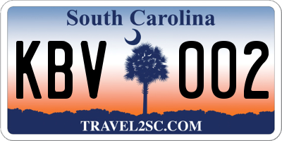 SC license plate KBV002