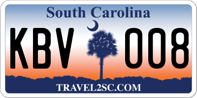 SC license plate KBV008