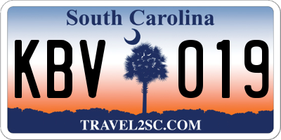 SC license plate KBV019