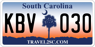 SC license plate KBV030