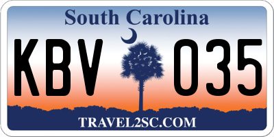 SC license plate KBV035