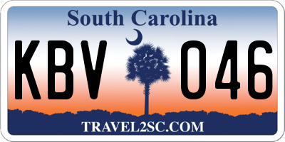 SC license plate KBV046