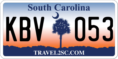 SC license plate KBV053