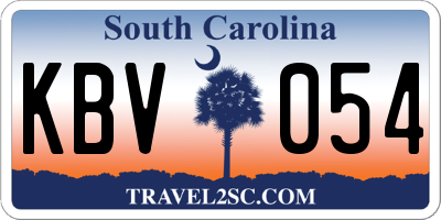 SC license plate KBV054